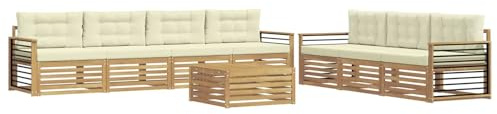 vidaXL Outdoor-Sofagarnitur 8 pcs Weiß und Creme 79 x 79 x 37 cm, Garten Sofa, modernes Outdoor-Mobiliar, Bequeme Lounge-Ecke für Terrasse und Patio