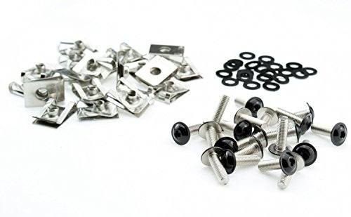 Motorrad Verkleidungsschrauben M5 Schrauben Set Federmuttern 5mm Edelstahl schwarz rostfrei A2 V2A