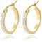 Yumay 9CT Yellow Gold Plated Round Hoop Earrings With White Crystal for Women and Girls(20MM)