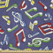 ABAKUHAUS Musik Microfaser Stoff als Meterware, Cartoon Bunte Anmerkungen, Deko Basteln Polsterstoff Textilien, 2M (230x200cm), Lila Weiß