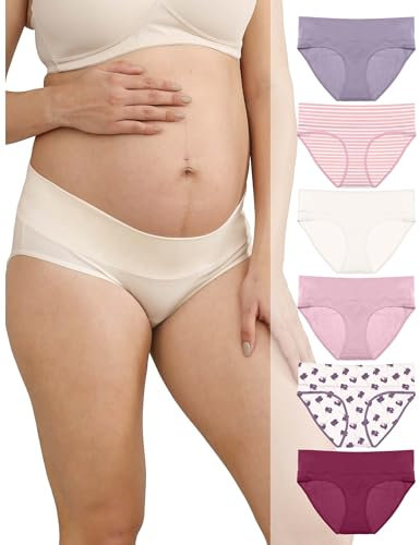 Intimate Portal Culotte Grossesse Slips de Maternité Pliable sous-vêtements Post Accouchement en Coton pour Femme Enceinte Lot de 6 Floreus M