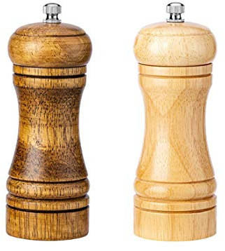 Yolistar Molinillo de Pimienta Ajustable Manual De Madera, Núcleo de Cerámica Molinillos de Especias 2 Piezas 5 inch, Molinillo de Pimienta para Uso Profesional y Doméstico en La Cocina