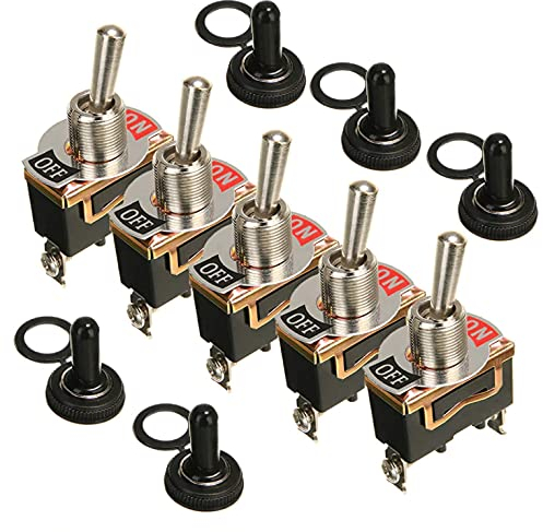 5x Stück Premium 2Pin 2 Position Ein Aus SPST Kippschalter Wippschalter Schalter mit Wasserdicht Schutzkappe für Boot Car KFZ Auto PKW Buggy Wohnmobil Wohnwagen On Off DIY AC DC 250V 15A (5x Stück)