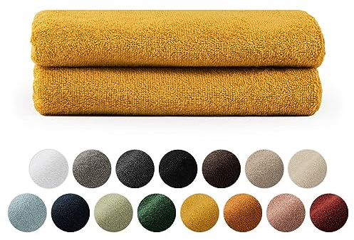 Blumtal Premium Frottier Handtücher Set 2 teilig 100% Baumwolle - Oeko-TEX zertifiziertes Towel 2X (50x100 cm) - Ultra saugstarkes Frottier Handtücher Set waschbar °60 - Towel - Handtuch Gelb