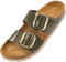 Palado Pantoletten Damen Samos GS - bequeme Sandalen Made in Spain - Hausschuhe mit dämpfendem Kork-Fußbett - modische Sommerschuhe Lack Olive UK9,5 - EU43