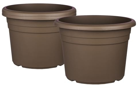 BigDean 3X Blumentopf Ø 50 cm Farbe Taupe Kunststoff Pflanztopf Containertopf Übertopf Pflanzkübel rund 50 x 35 cm