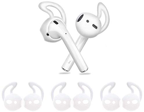 Zotech 3 Paar rutschfeste Silikon-Ohrstöpsel-Haken, kompatibel mit Apple Earpods und Airpods 1 und 2 (weiß)