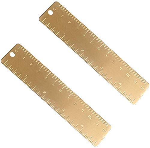 1Pcs Goldmessing Lineal Handliches Gerades 12/15CM Lineal Vintage Metall Kupfer Dual Scale Graviert Lesezeichen Kartographie Malerei Messwerkzeug