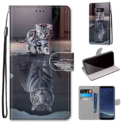 TOMYOU Hülle für Samsung Galaxy S8, Stoßfestes Flip-Holster, Premium Leder PU Handyhülle, Flip Case Wallet mit [Magnetic Closure] für Samsung Galaxy S8