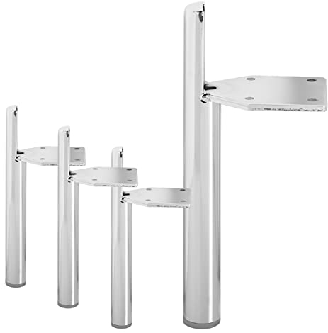 Btowin 17cm Metall Möbelfüße, 4 Stück Seitlich Montiert Eisen Konisch Chrom DIY Ersatz Tischbeine Schrankfüße für Schrank Sofa Couch Bett