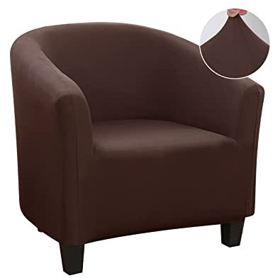 Jaotto Sesselschoner Sesselhusse Stretch Sesselüberwürfe Sofabezug Elastisch Sofabezug Sesselbezug Sesselschoner Waschbar Entfernbar für Clubsessel Cafe Stuhl Sessel Loungesessel(Braun,1 Stück)