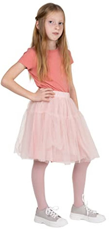 NOQ Collant spessi per ragazze Corina Plain 120 DEN Leggings con piedi caldi Kid Nursery Balletto Dance Class coprenti, Powder Pink 6/7 years