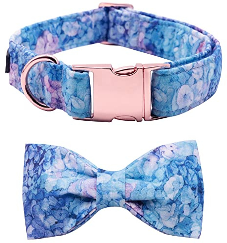 Lionet Paws Dog Collar with Bowtie, Flower Bowtie Collar for girl,Adjustable Comfortable Dog Collar Gift for Puppy Small Medium Large Dog