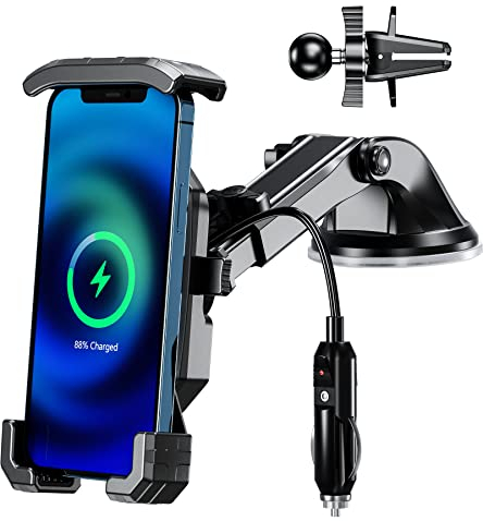 Kewig Wireless Handyhalterung Auto Lftung & Saugnapf, 15W kabellos und USB-C 20W, Universale KFZ Handy Halterung 360 Drehbar fr 4''-7'' Smartphones