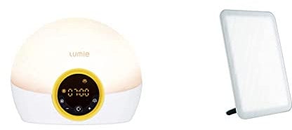 Lumie Bodyclock Rise 100 - Wake-Up Light Alarm Clock with Sunrise and Sunset & Vitamin L - Slim Light Box for Effective SAD Light Therapy