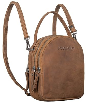 STILORD Stacy Rucksack Handtasche Damen Klein Mini Daypack Lederrucksack Vintage Backpack aus Leder für City Ausgehen Shopping Frauen Tagesrucksack Echtleder Farbe:tarragona - braun