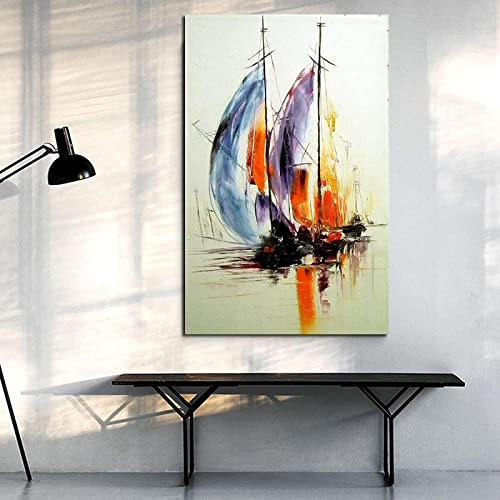 HMXQLW Mer Bateau Paysage Toile Peinture Affiche Decoration Murale Tableau Art, Impression sur Toile Salon Chambre Maison Decor Murale Moderne Aesthetic Art sans Cadre (50X70CM)