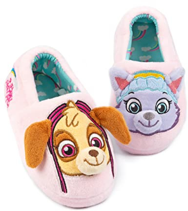 Paw Patrol Slippers Kids Toddlers | Girls Toddlers Animated Rescue Pups 3D Ears Everest Skye Pink Slip On House Shoes