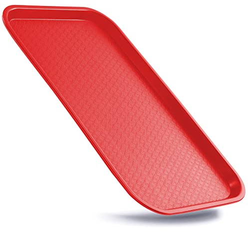 Serviertablett Kunststoff Rot – 53 × 32,5 cm GN 1/1 – Robustes Tablett für Kantine, Gastronomie & Fastfood – stapelbar, rutschhemmend, BPA-frei, spülmaschinengeeignet, Mehrweg