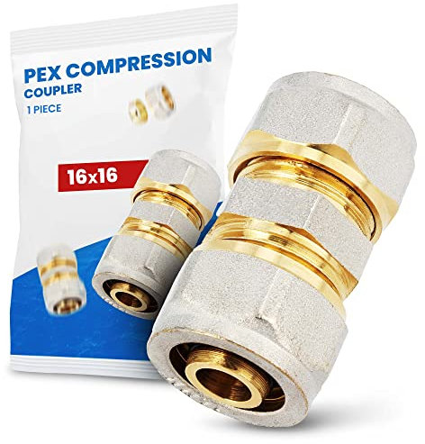 Schraubfitting Fitting Kupplung Verbundrohr Rohrverbinder PEX-AL-PEX Schraub-Kupplung Klemmverschraubungen Verschraubung Verbinder 16 x 16 mm Sanitärsystem
