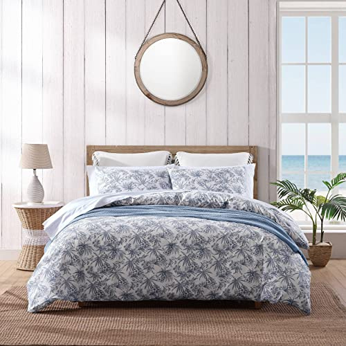 Tommy Bahama - Queen Duvet Cover Set, Soft & Smooth Cotton Bedding with Lightweight Feel, Secure Corner Ties & Button Fastening, 3 Piece Bed Set with Matching Pillowcases (Pen and Ink Blue)