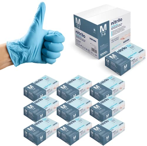 Guantes Nitrilo Talla S [1.000 unidades] | Azules | Alta Resistencia y Elasticidad | Guantes desechables Clínica, Mecanico, Tattoo, Manicura, Hogar. Cocina, Limpieza, Laboratorio | Hipoalergénicos