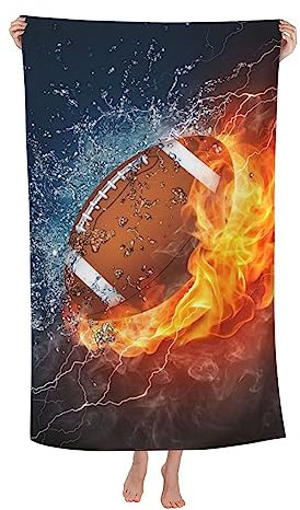 VOOHDDY American Football Ball Sport Strandtuch, groß, weich, saugfähig, Mikrofaser, schnell trocknend, übergroß, Badetücher für Badezimmer, Männer, Jungen, Pool, Camping, Reisen, Schwimmen, Picknick,