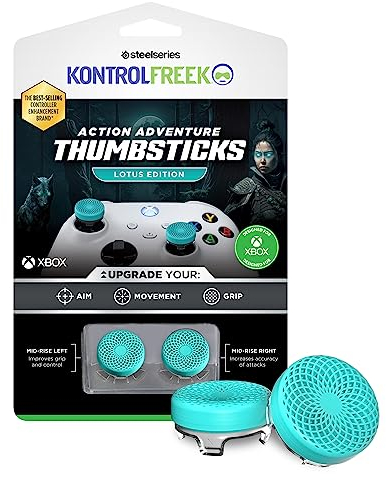 KontrolFreek Lotus für Xbox One und Xbox Series X Controller - Performance Thumbsticks - 2 mittelhohe konkave - Blaugrün/Transparent