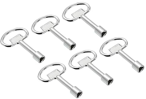PATIKIL 13x8mm Triángulo Zócalo Llave Inglesa Llave, 6 Paquete Electrical Gabinet Gas Agua Medidor Llave para Ascensor Elevador Puerta Triángulo Panel Cerradura, Plata