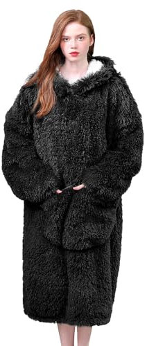 CALIYO Hoodie Decke, Warme und Stilvolle Kuscheldecke mit ÄRmeln, Tragbare Decke Kuscheligerpullover, Lockere TV-Decke mit ÄRmeln