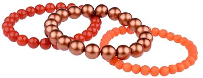 Adi-Modeschmuck Armband Set 'Tara', drei farblich passende Armbänder aus verschiedenen Materialien, handgefertigt in Berlin (Rost, Orange und Bronzetöne)