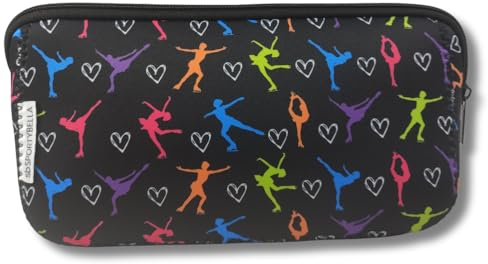 Sportybella Make-up-Tasche, Kosmetiktasche, Reißverschluss, Reise-Tasche für Damen, Teamkollegen, Toilettenartikel, Geschenke, Schwarz, Eiskunstläufer