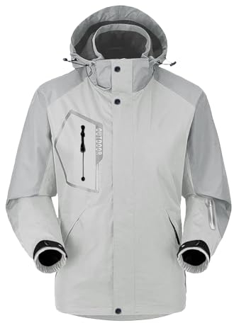 Générique 2024 AI - Damen Skijacke Winterschneemantel Warm Winddicht Berg Jacke Wasserdicht Kapuze Frauen Plus Jacke, silber, 42