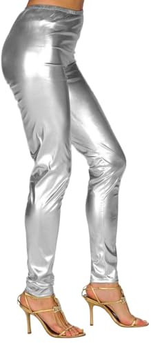 Maskworld Leggings silber-/gold-metallic - Enge Kostüm Hose für Damen - Karneval, Halloween & Motto-Party
