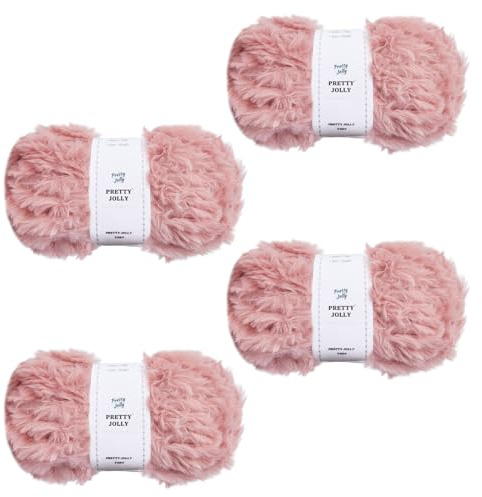Pretty Jolly 4 Knäuel Kunstfell superweich chunky flauschig Wimpern-Polyestergarn (Dusty Rose)