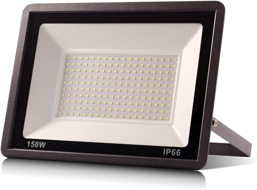 Yinet-EU Focos Led Exterior 150W, Floodlight Led Proyector de alto brillo 15000LM Blanco Frío 6500K Luces Seguridad Luz de Iluminación Lampara Impermeable IP66 para Patio, Camino, Jardín