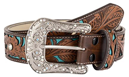 Diarypiece Türkise Gürtelschnalle Gürtel Cowboy-Gürtel für Herren Western Vintage Westerngürtel, dunkelbraun, Adjustable size