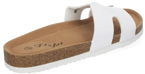 84846 Sandalia Planas para Mujer con Piso Bio, Comodas y Elegantes con Detalles en la Pala, Planta Anatomica, Ideales para Primavera Verano Blanco Talla 37