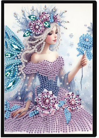 SHEGZHUC 14.5x21cm Diamond Painting Notizbuch A5 Blank Diamant Painting Notizbuch Diamant Malerei Notizbuch Diamond Painting Strass Special Spezialsteine Tagebuch Mädchen Geschenke || Mädchen Elfe Fee