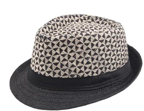 FULUJIDI Fedora Trilby Filzhut Hut Herren Fedoras Strohhüte Stroh Papier Gewebt Top Hüte Outdoor Sonnen Hüte Curly Jazz Hüte Panama Cap Schwarz
