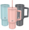 SHO XL Tumbler - Insulated Stainless Steel Reusable Water Bottle Iced Coffee Travel Mug with Handle, Straw Lid & Slider Lid - 900ml / 30 oz - Cold 24 Hours - Hot 12 Hours (Dusty Rose, 900ml)