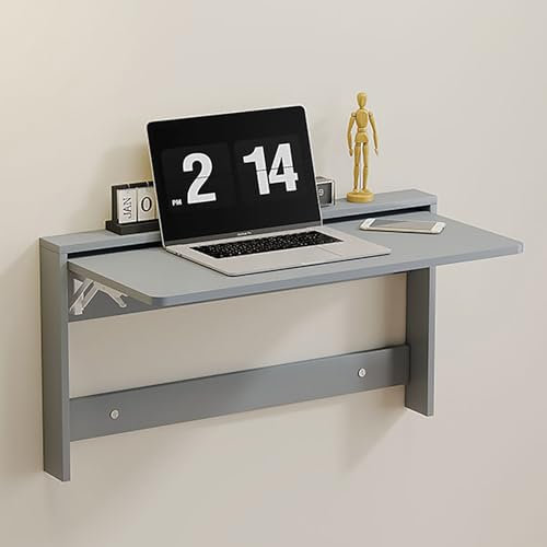 Wandklapptisch, Klappbarer, An Der Wand Montierter Schreibtisch mit Klapptisch, Platzsparender, Herunterklappbarer, Schwebender Schreibtisch, Multifunktionaler, an Der Wand Montierter Tisch(Grau,83x39