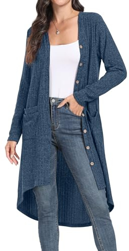 GRECERELLE Lång lätt cardigan för kvinnor långärmad cardigan för kvinnor