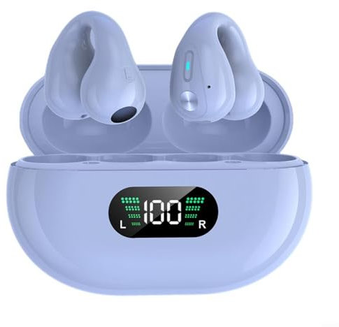 URPIZY Bone Conduction Headphones - Wireless Earbuds BT Sports Open Ear Headphone Wireless, Waterproof Running Earphones with Built-in Mic, Clip-on Ear Comfort Ear Buds(White)