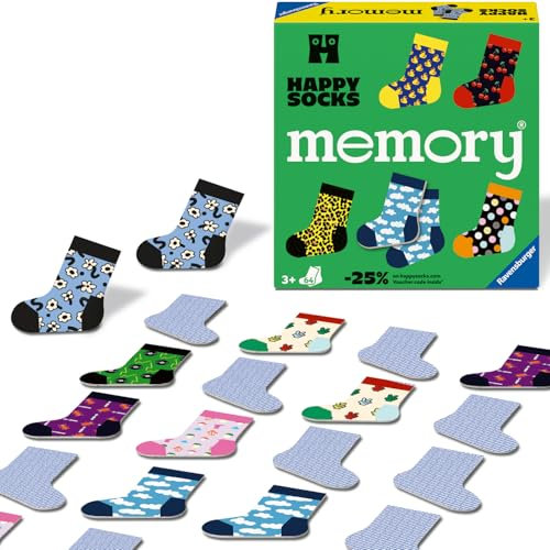 Ravensburger - Jeu Educatif - Grand Memory® - Happy Socks - Un Premier Jeu éducatif mêlant Observation, Association et mémorisation - A partir de 3 Ans - 24072