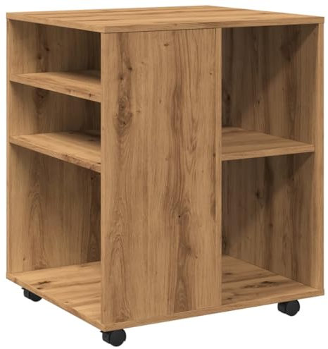 vidaXL Rollschrank Artisan-Eiche 60x53x72 cm Holzwerkstoff, Aktenschrank, Büroschrank, Beistellschrank, Schrank, Schrank mit Rollen, Wohnzimmerschrank