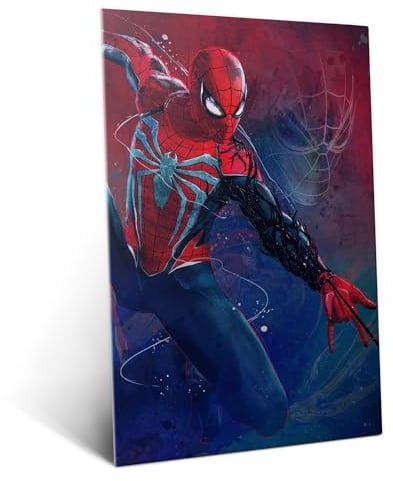 Displate Offiziell Marvel MetallPoster Magnetische Befestigung Inklusive Lizenziert Bilder Hochwertiges Poster Spider-Man 2 Game - Peter Parker Spider-Man Poster 45 cm x 32 cm