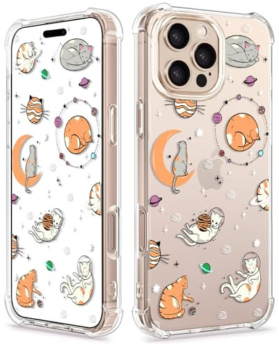 COBATREE for iPhone 16 Pro Max Clear Phone Case, Cute Cats Pattern Bumper Protective Shockproof Soft Cover Case for iPhone 16 Pro Max-Cute Cats
