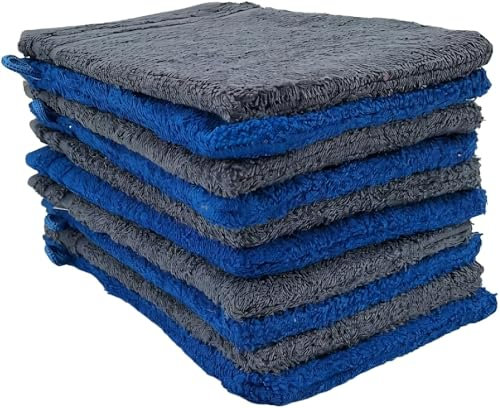 kidparadise Gants de Toilette 14 x 22 cm - Coton - Lot de 10 Gants (Gris/Bleu)