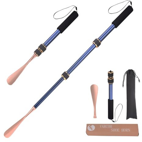 VARCOH Chausse Pied Long Metal, 43-77CM Le Chausse Pied télescopique long est facile à transporter lorsque vous sortez. Conception de Chausse Pied en or Bleu, à la mode et Durable